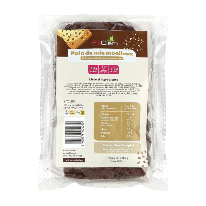 Pain de Mie Moelleux FitClem - Snack Sain et Léger - Fitclem
