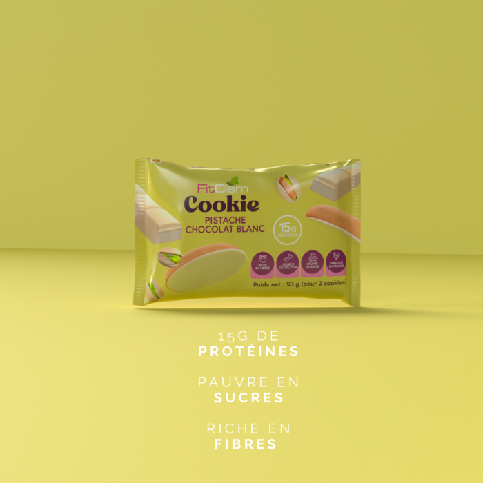 Cookie pistache & chocolat blanc – Collation protéinée - FitClem