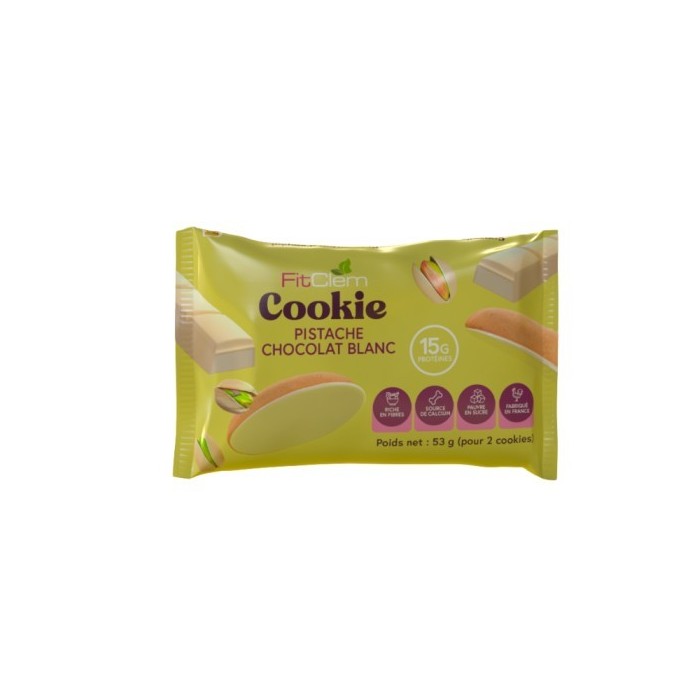 Cookie pistache & chocolat blanc – Collation protéinée - FitClem