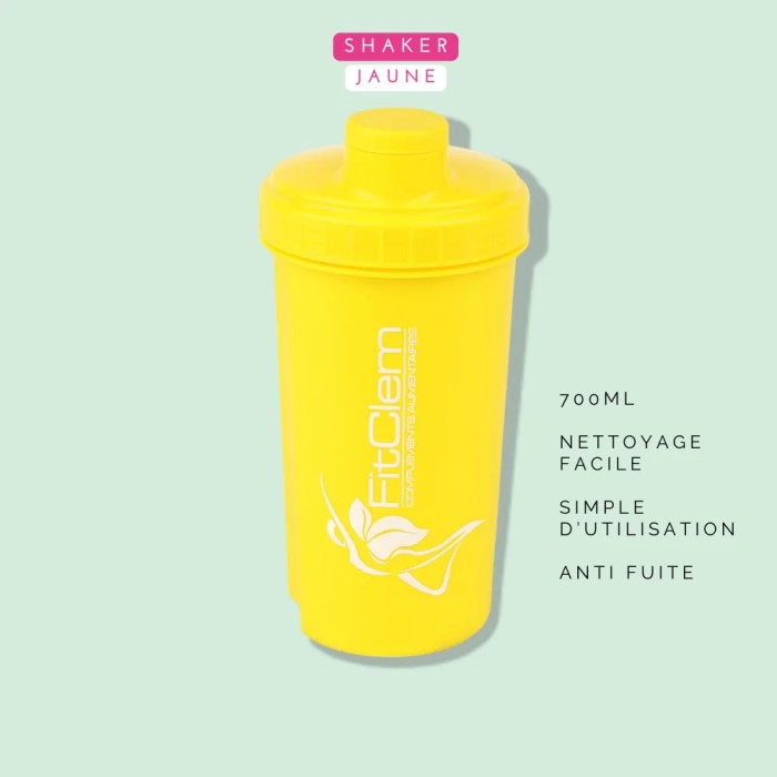 Shaker Jaune 700ml - Mélangeur Protéiné & Minceur - FitClem