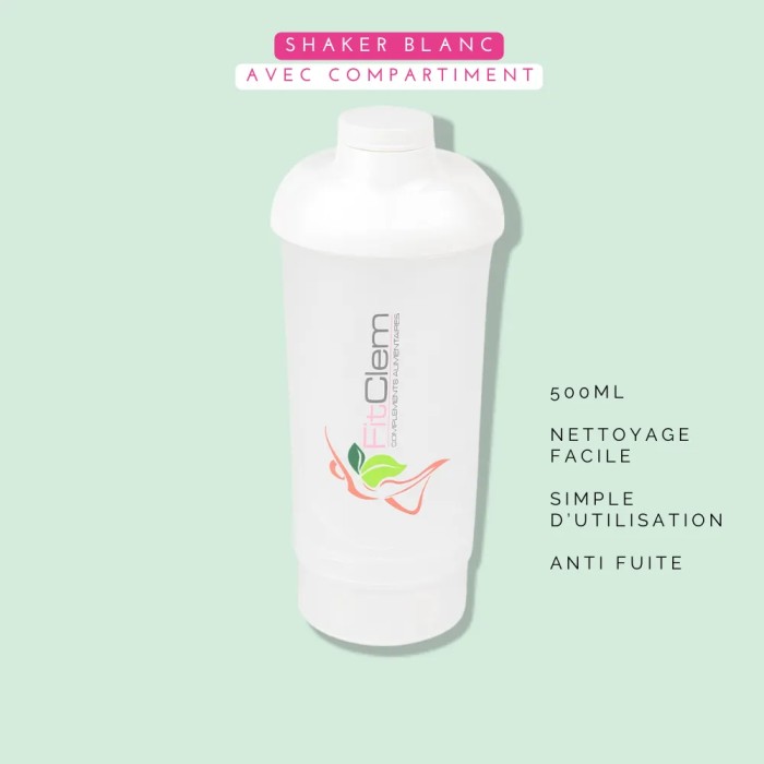 Shaker avec Compartiment – Blanc - FitClem
