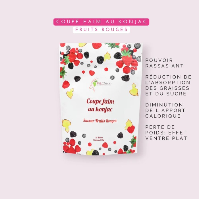 Coupe-Faim au Konjac Fruits Rouges – Contrôle de l'Appétit - Fitclem