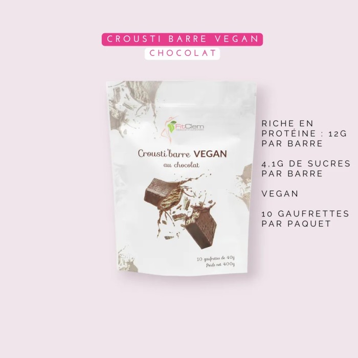 Crousti Barre Vegan Chocolat - Snack Sain et Gourmand - Fitclem