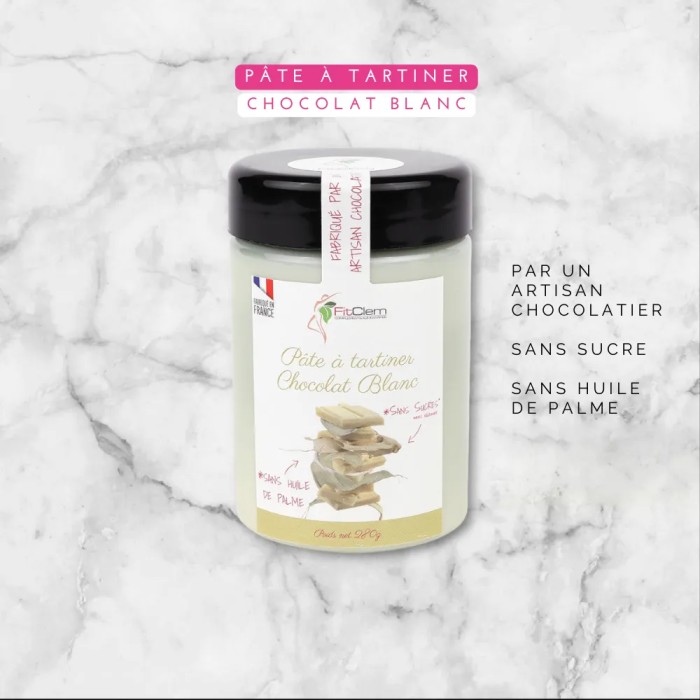 Pâte à Tartiner Chocolat Blanc - Sans Sucre - FitClem