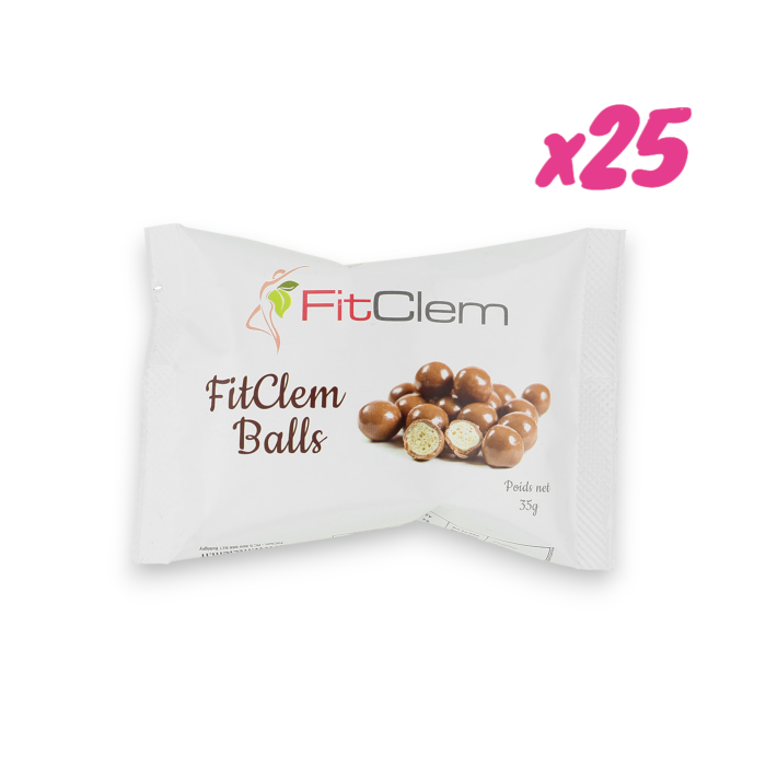 Pack 25 FitClem Balls Chocolat Lait : Collation Hyper-Protéinée Sans Gluten - FitClem 