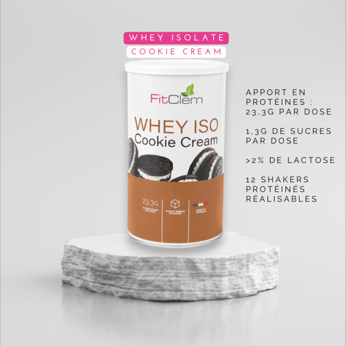 Whey Isolate Cookie Cream 90% Protéines – FitClem