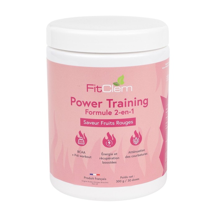 Power Training Fruits Rouges – Pré-Workout & BCAA 2-en-1 - FitClem