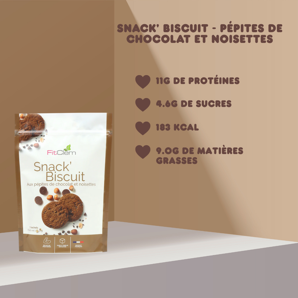 SNACK' BISCUIT - PÉPITES DE CHOCOLAT ET NOISETTES