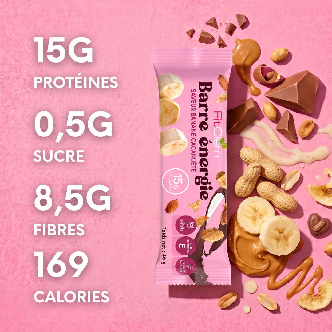 Barre Énergie Banane Cacahuète | 15g de Protéines