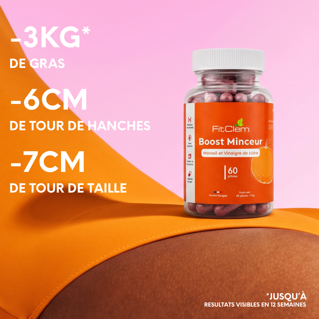 Résultats annoncés après 12 semaines : jusqu’à 3 kg de masse grasse, 6 cm de tour de hanches et 7 cm de tour de taille en moins.