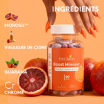 Principaux actifs du Boost Minceur : Morosil, vinaigre de cidre, guarana et chrome.