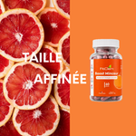 Boost Minceur au Morosil, accompagné d’oranges sanguines et de la mention « taille affinée ».