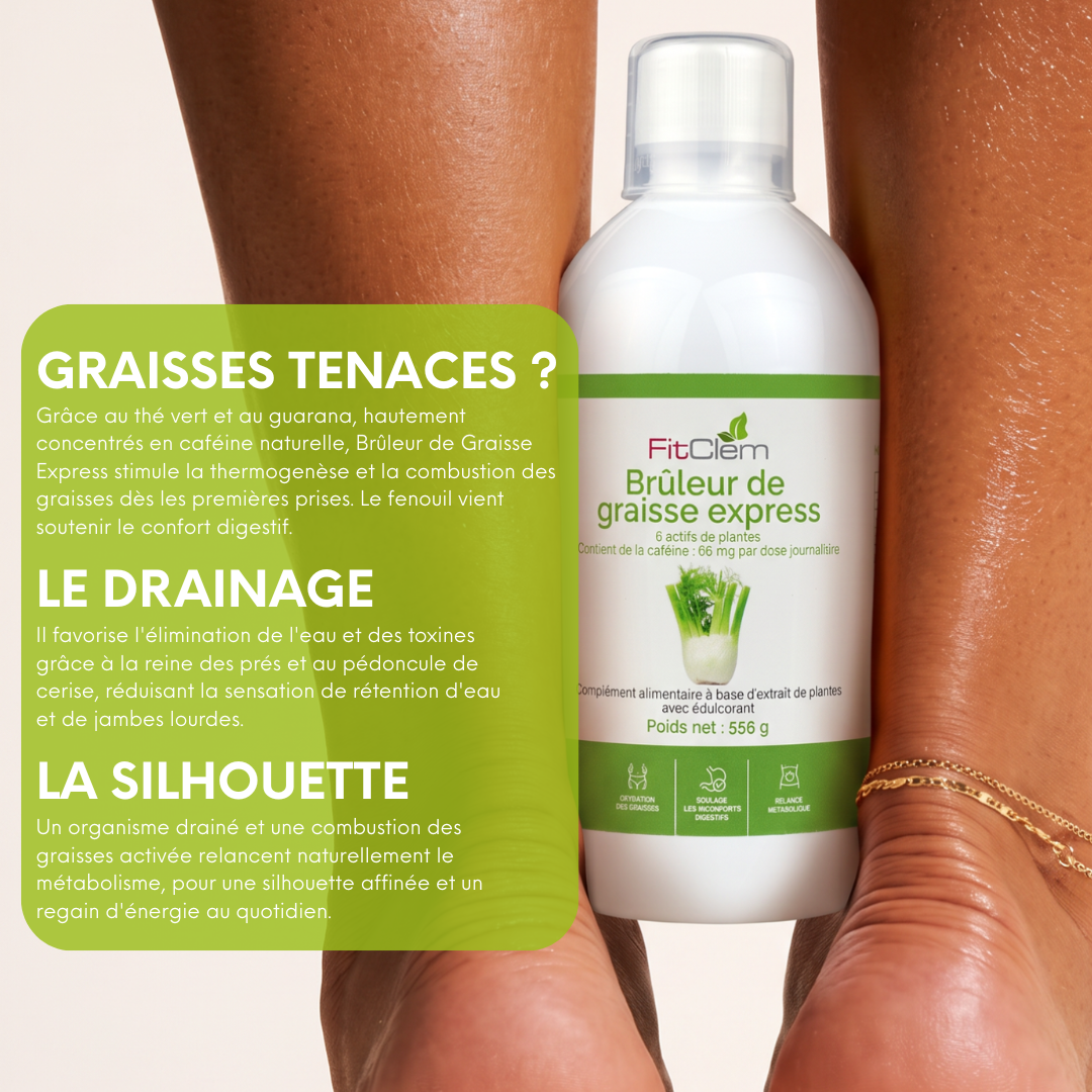 Brûleur de Graisse Express est présenté pour agir sur les graisses tenaces, favoriser le drainage et affiner la silhouette.