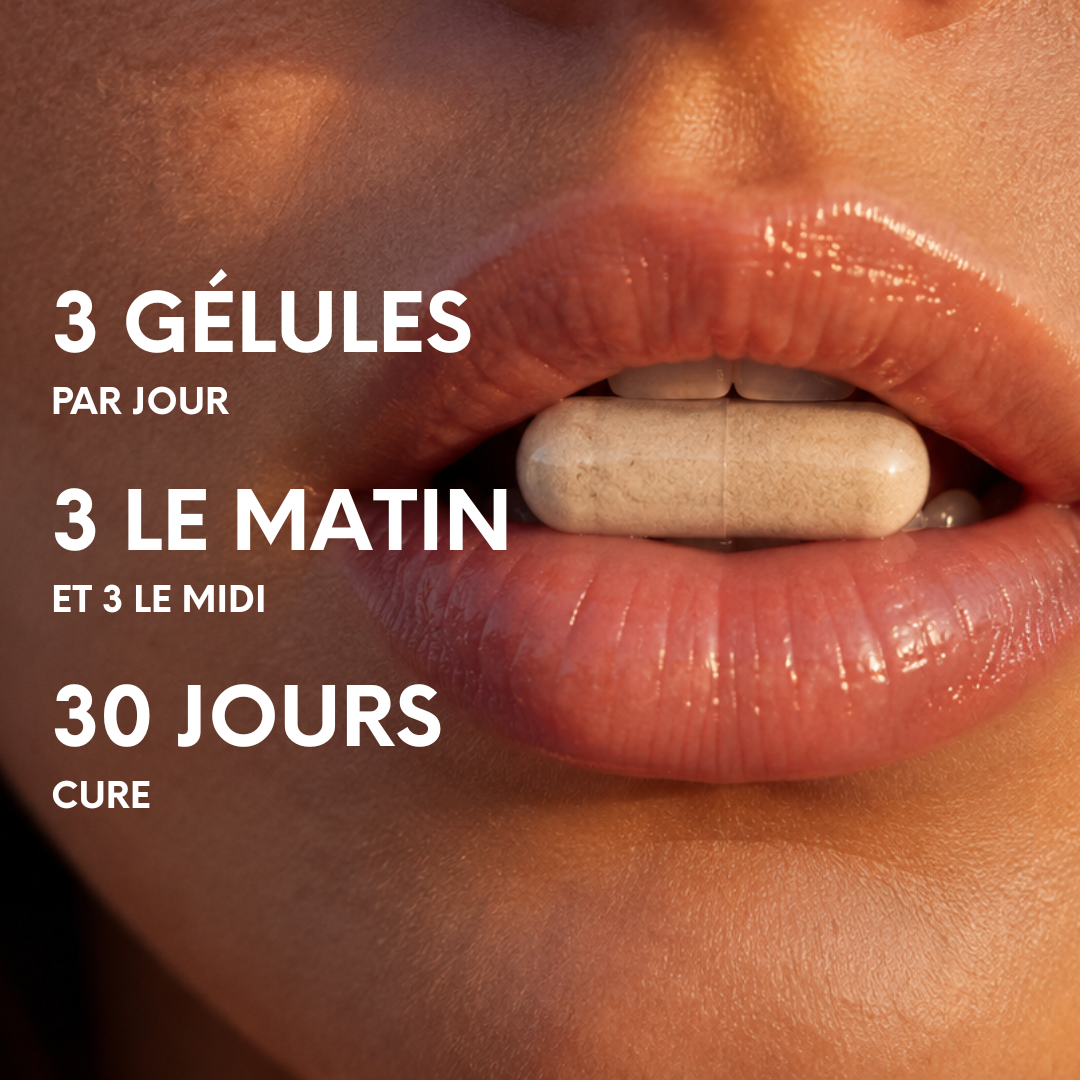 Conseil d’utilisation présenté : prendre 3 gélules le matin et 3 le midi, pendant 30 jours.