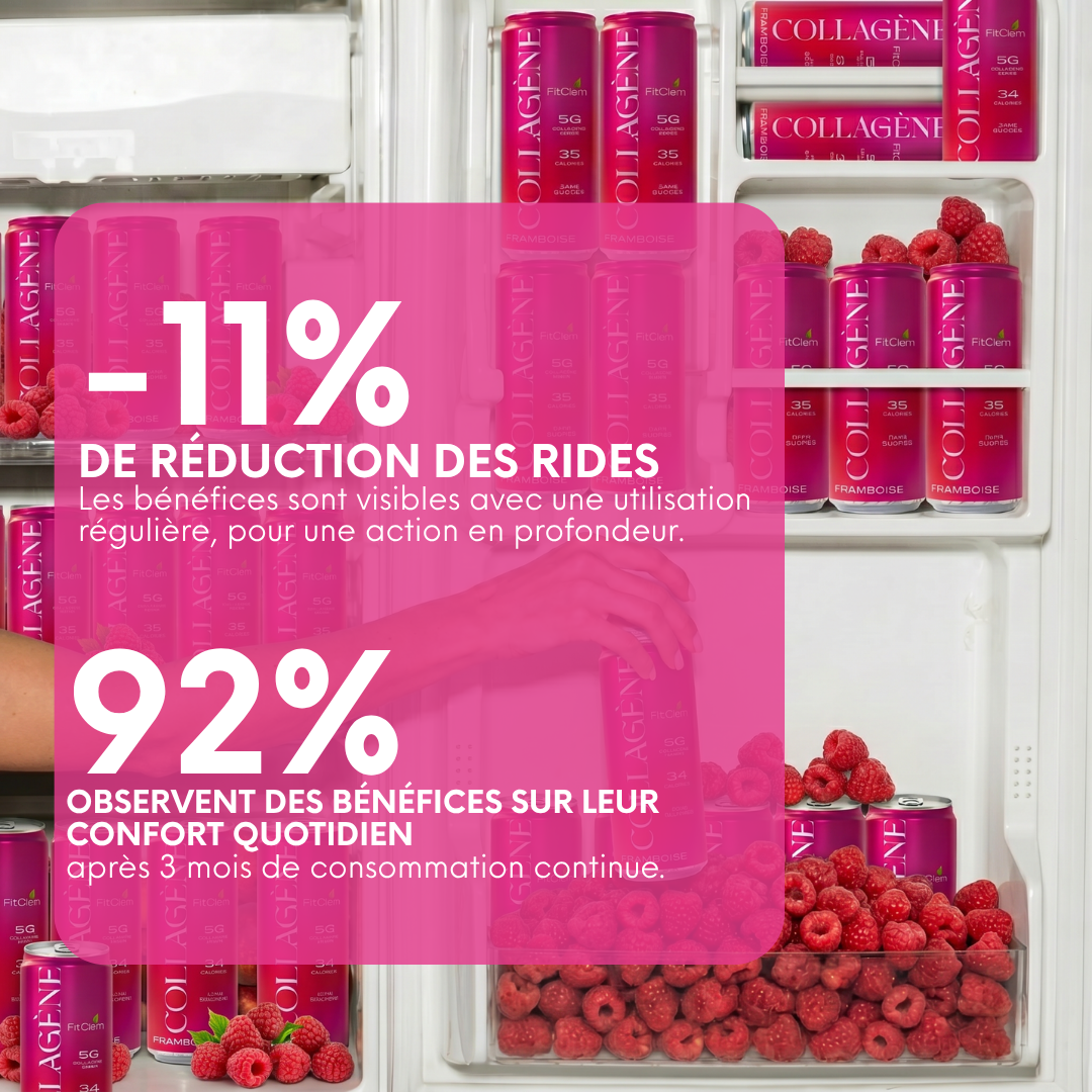 Canette Collagène | Saveur Framboise | 5g Collagène | 35 Calories | Sans sucre