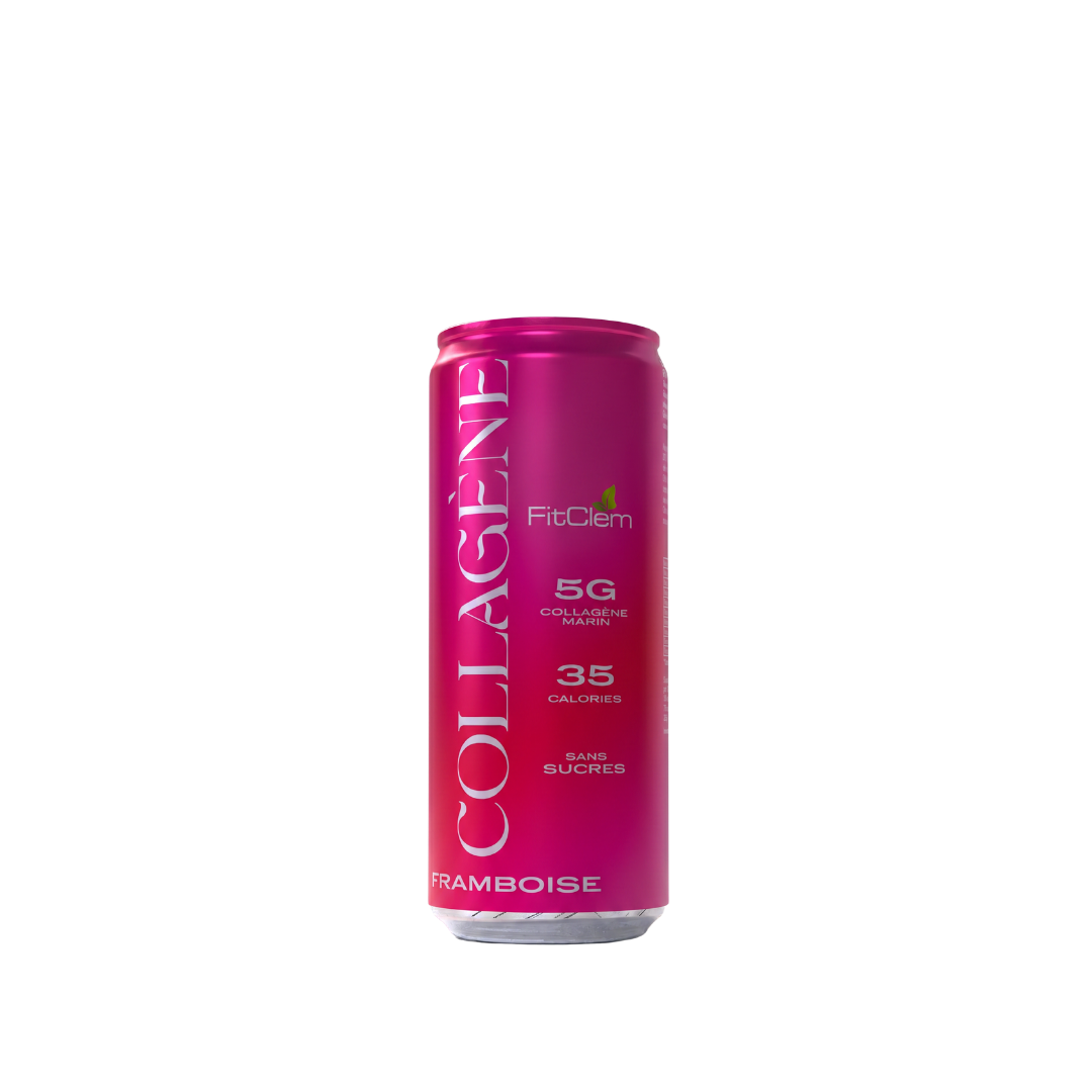 Canette Collagène | Saveur Framboise | 5g Collagène | 35 Calories | Sans sucre