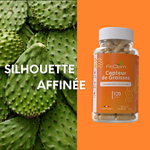 Flacon de Capteur de Graisses accompagné de nopal et de la mention « silhouette affinée ».