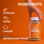 Principaux ingrédients du Capteur de Graisses : chitosan, nopal, chrome et ascophyllum.