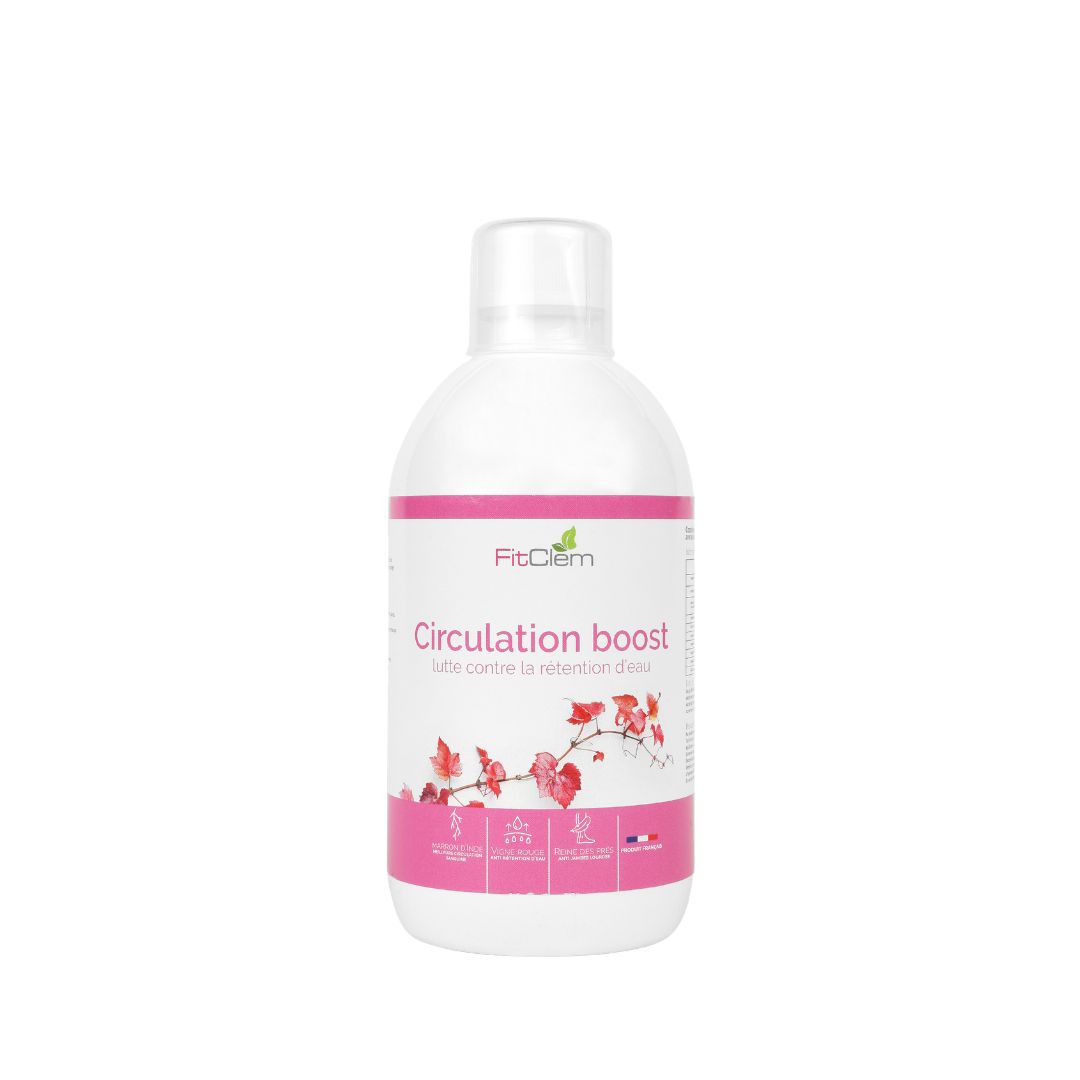 Circulation Boost FitClem, boisson drainante pour la circulation et les jambes légères, flacon de 450 ml.