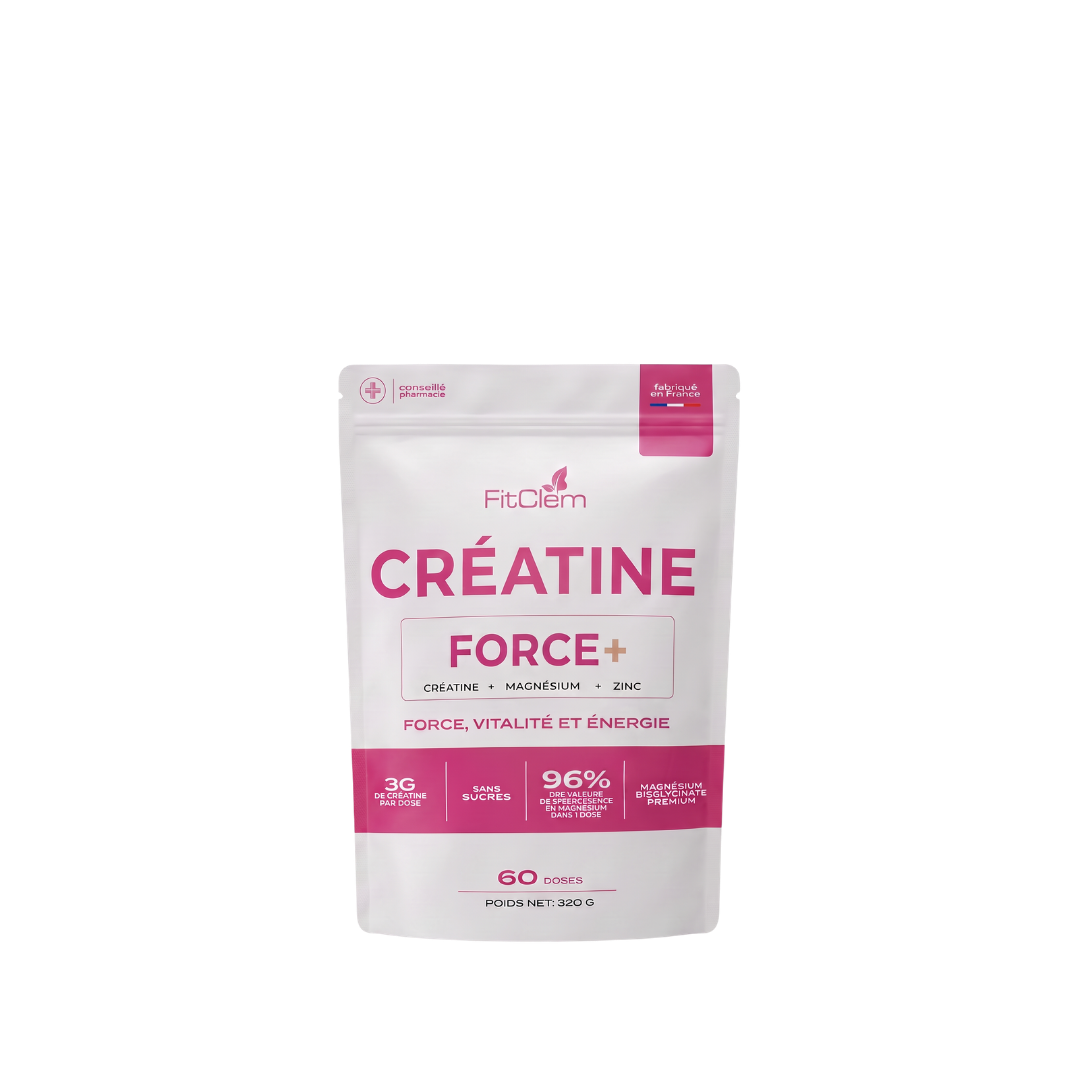 Créatine Force+ | Magnésium Bislycinate 96% | Zinc | Muscles, Os & Énergie | 2 mois | 60 doses