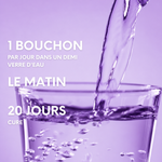 Conseil d’utilisation : diluer un bouchon par jour dans un demi-verre d’eau, le matin, pendant 20 jours.