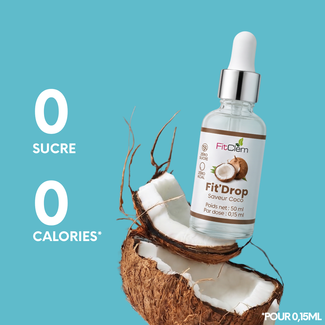 Fit'Drop Noix de coco | 50ml | Zéro sucre | Zéro calorie | Sucrant pour yaourt, gâteaux, eau...