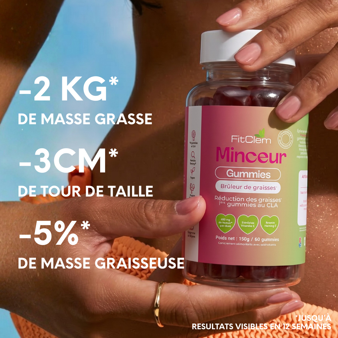 Gummies Minceur CLA + Morosil® | Les 1ers Gummies au CLA | Silhouette Affinée & Brûleur de graisse | FitClem