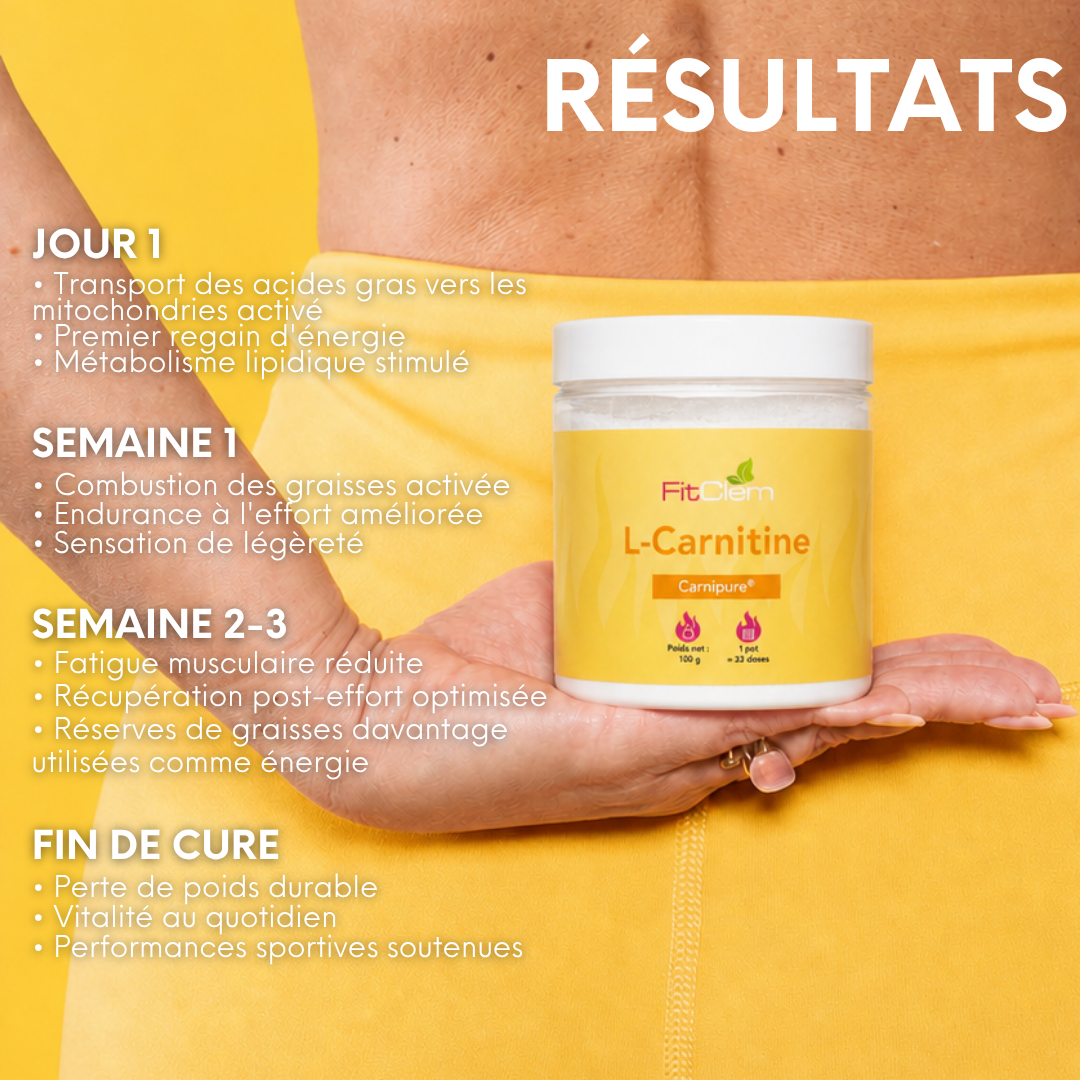 Évolution annoncée au cours de la cure : énergie et métabolisme lipidique stimulés, combustion des graisses, amélioration de l’endurance et de la récupération musculaire.