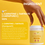 L-Carnitine L-Tartrate Carnipure, présentée pour soutenir la combustion des graisses, l’endurance et la récupération musculaire.