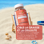 Minceur Plus est présenté comme ciblant la graisse et la cellulite grâce à l’orthosiphon, au guarana et au yerba maté.