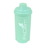 Shaker FitClem bleu pastel avec couvercle à vis et logo FitClem.