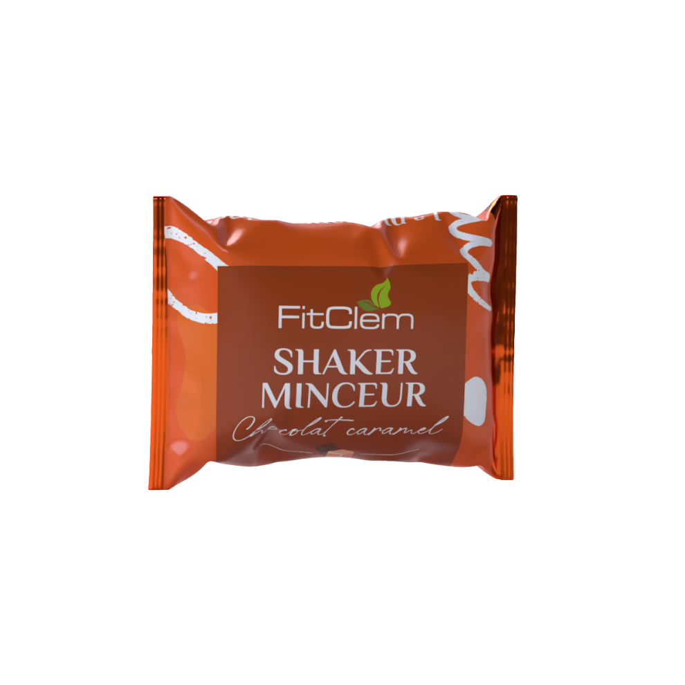 Sachet de Shaker Minceur FitClem saveur chocolat caramel, substitut de repas de 60 g.
