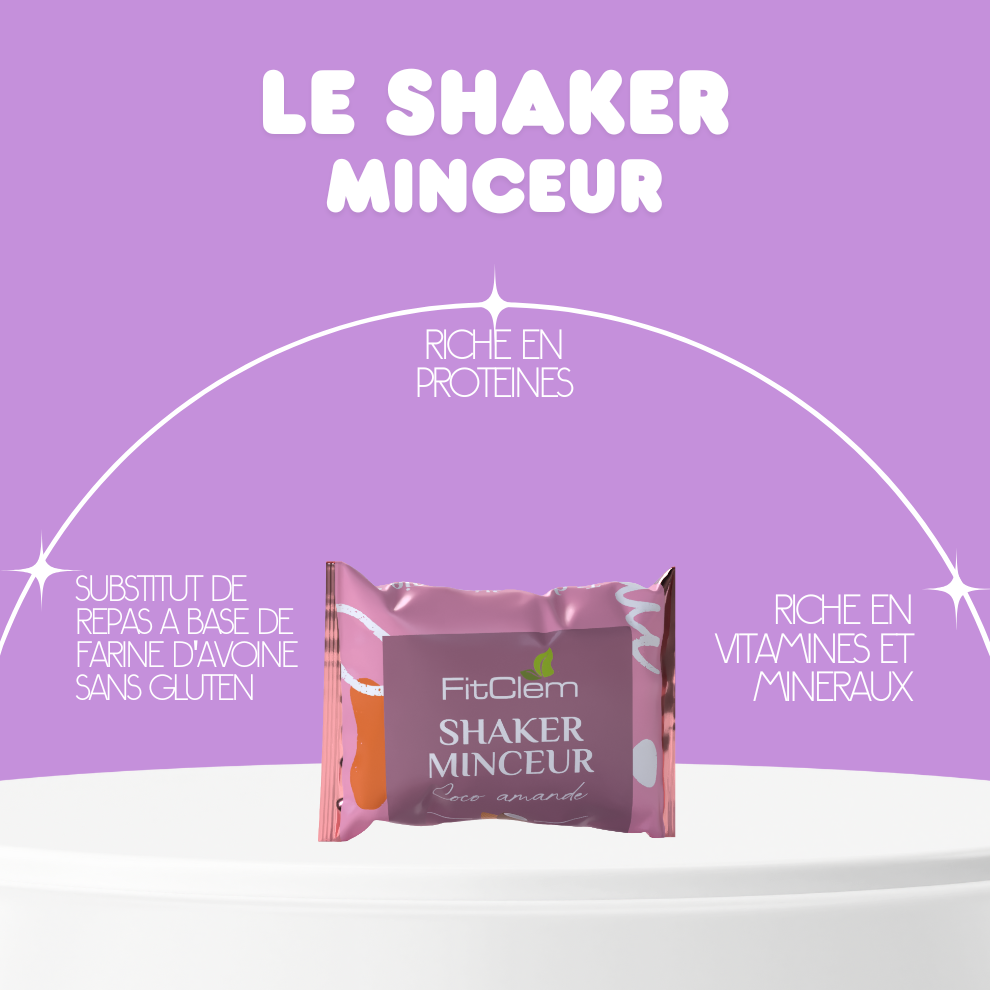 Shaker Minceur Coco Amande riche en protéines, vitamines et minéraux, à base de farine d’avoine sans gluten.