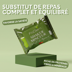 Shaker Minceur Velouté de Légumes présenté comme un substitut de repas complet et équilibré, riche en protéines et en fibres et favorisant la satiété.