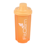 Shaker FitClem couleur pêche avec couvercle à vis et logo FitClem.